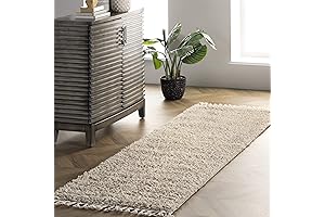 nuLOOM Neva Modern Tasseled Shag Runner Rug, 2'6" x 6', Beige -...