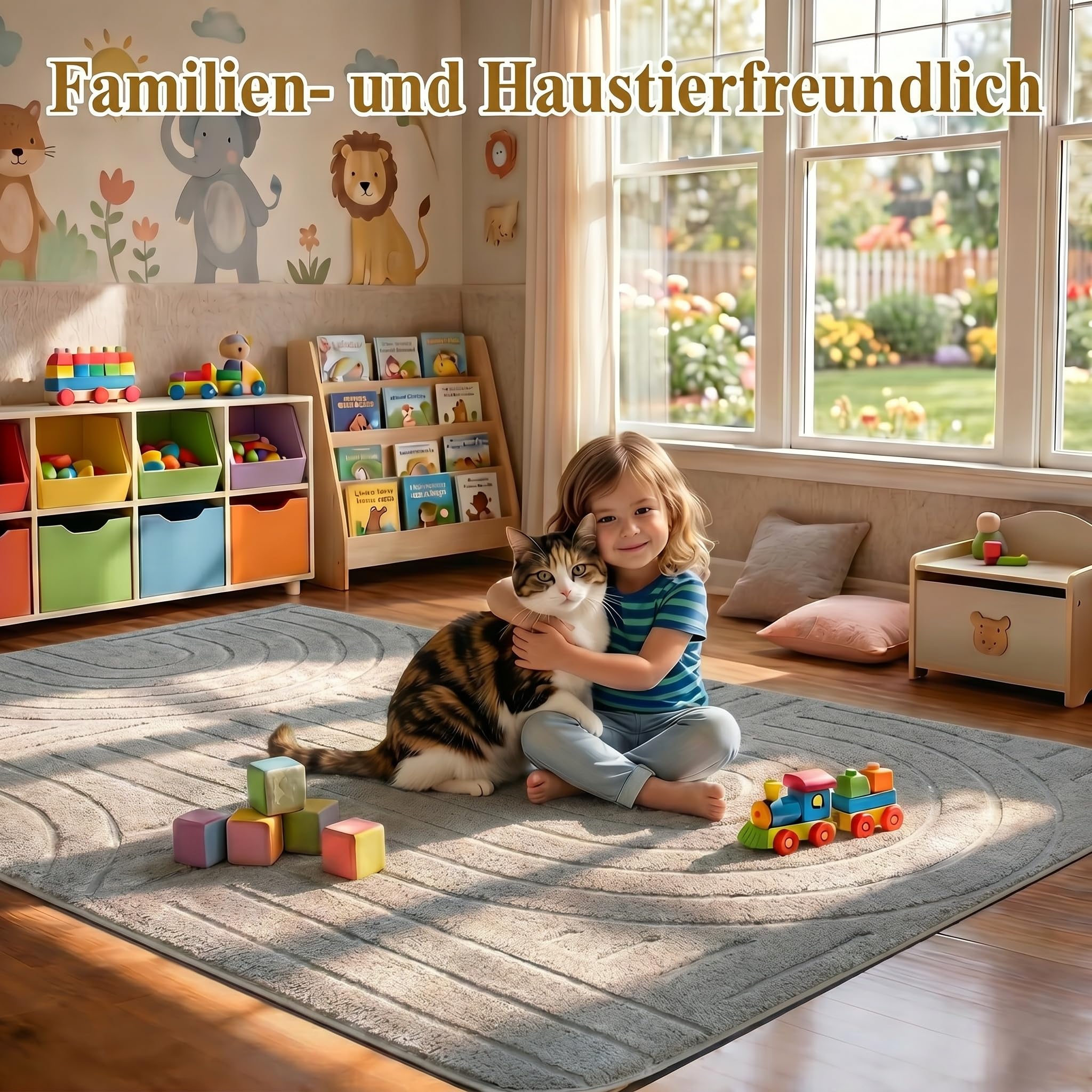 Puremy Teppich Wohnzimmer, Kurzflor Teppiche Wohnzimmer Deko Flauschiger Weich Waschbarer Modern Einfarbiges Teppich für Schlafzimmer, Kinderzimmer, Bettvorleger Matte, 140x200 cm