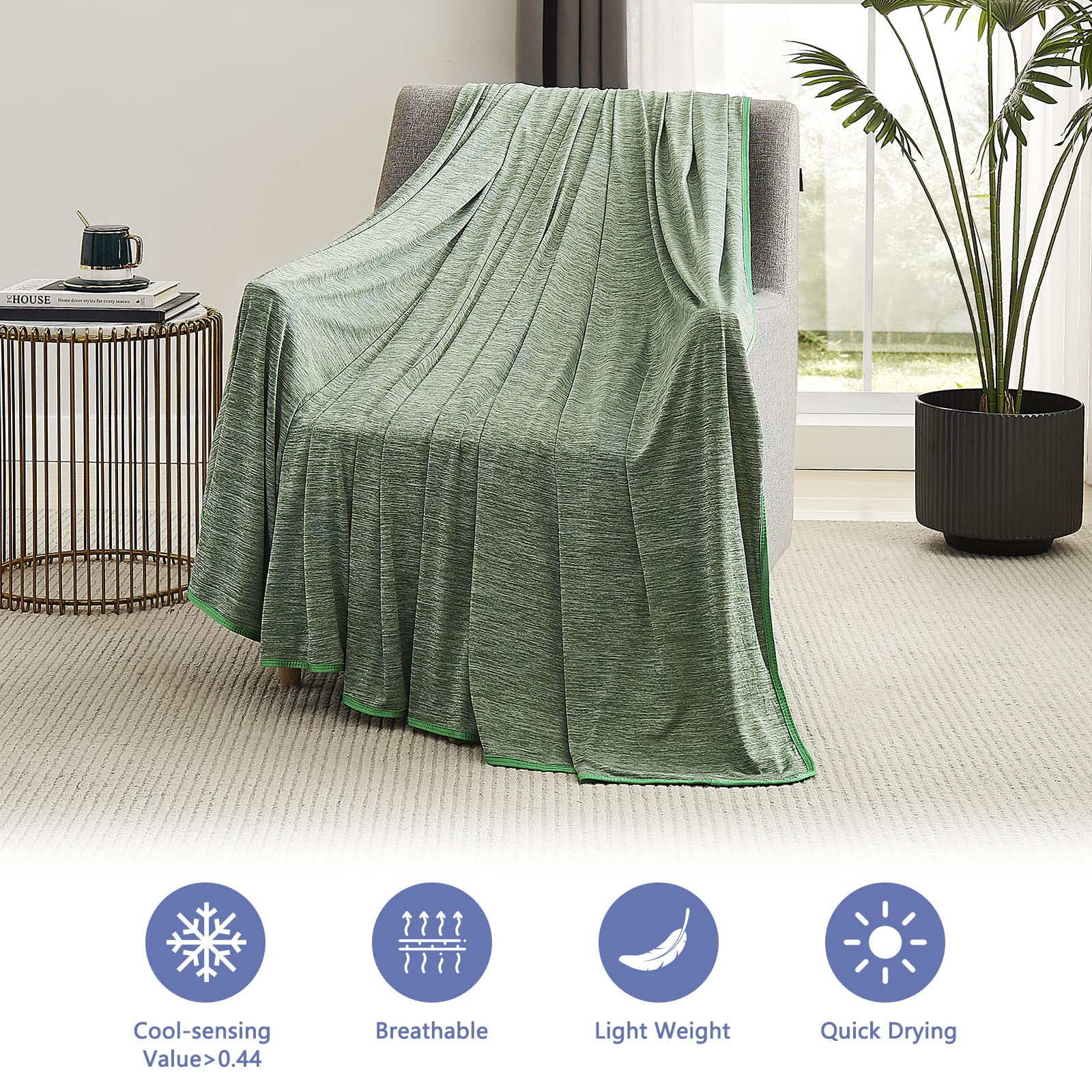 TOPCEE Cooling Blanket(60"x90"Twin Size)for Night Sweats Absorbs Heat to Keep Adults, Children Cool on Warm Nights, Q-Max 0.5 Cooling blankets for Hot Sleepers, Ultra-Cool Lightweight Blanket for Bed