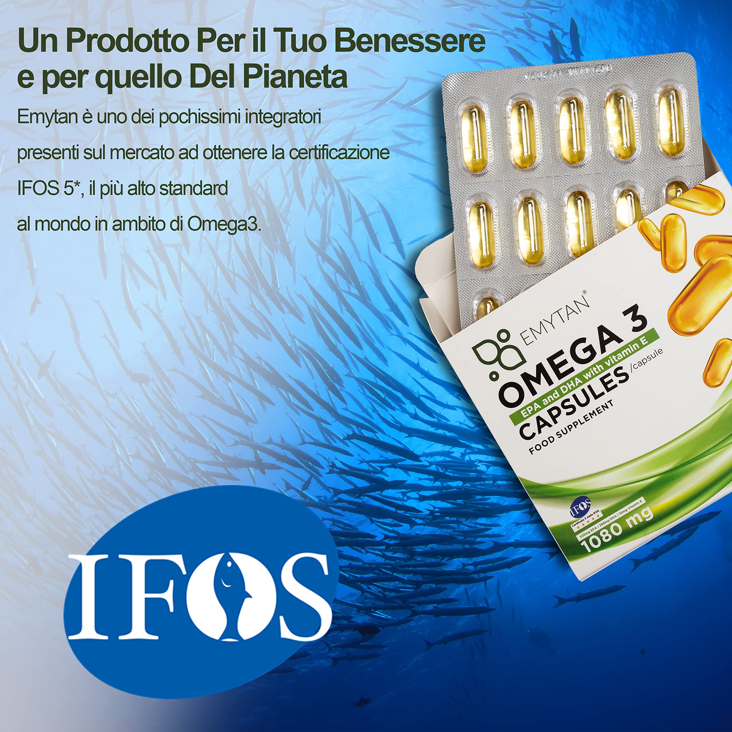 Omega 3 1000mg - 360 Softgel di Olio di Pesce (per 1 Anno) - Omega-3 Fonte di Acidi Grassi Essenziali EPA e DHA - Omega3 Olio Di Pesce Inodore e Senza Retrogusto - Integratore Omega 3 Senza OGM