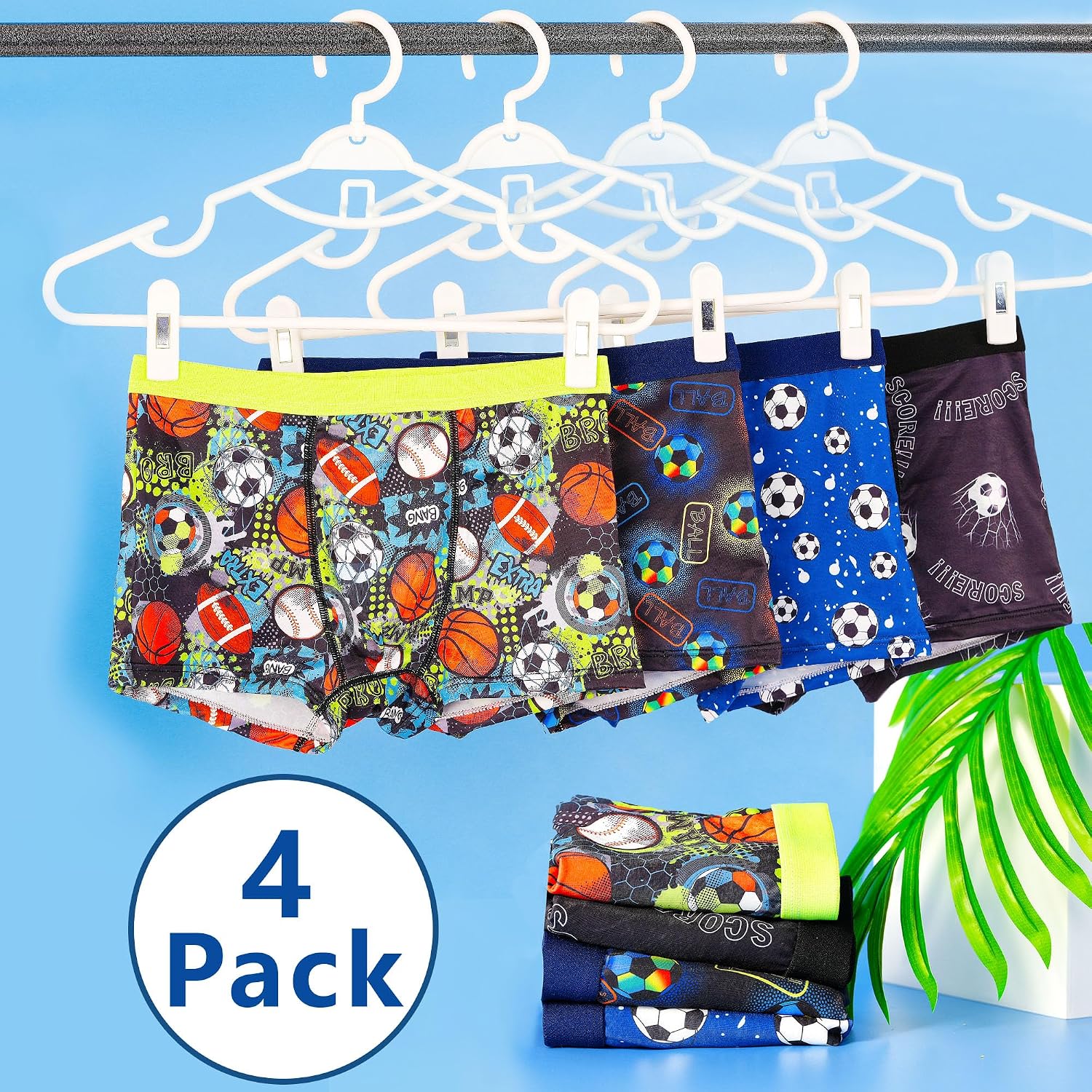 GRPSKCOS Boys Underwear, 4 Pack Kids Boxer Shorts Boys Youth Soft Cooling Boxers 8-14 Years