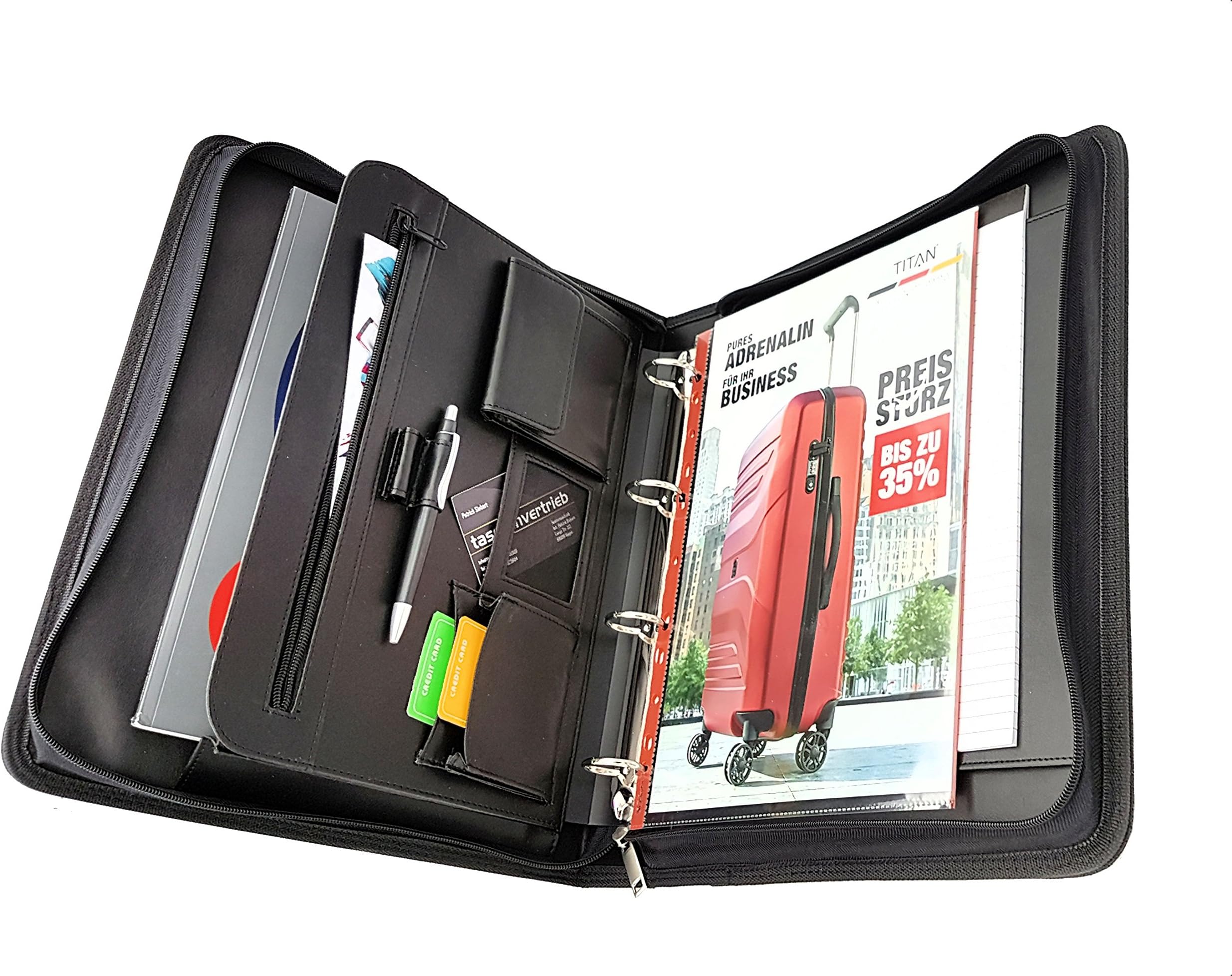 XL writing case with removable 30 mm mechanism, all-round zip, carry handle, includes A4 writing pad