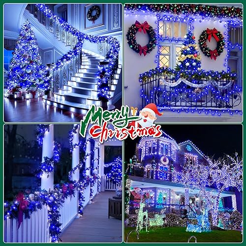 Miniatura 7 de Tira de luces LED de 512 pies para exteriores, luces azules de Navidad, 8 modos de iluminación y función de memoria de temporizador, tira de luces