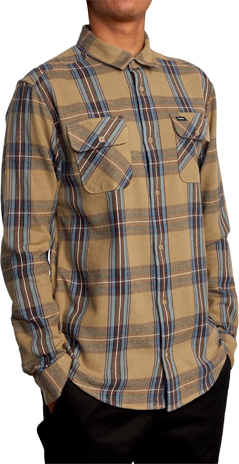 RVCA Mens Standard Fit Long Sleeve Button Up Flannel Shirt - Image 5