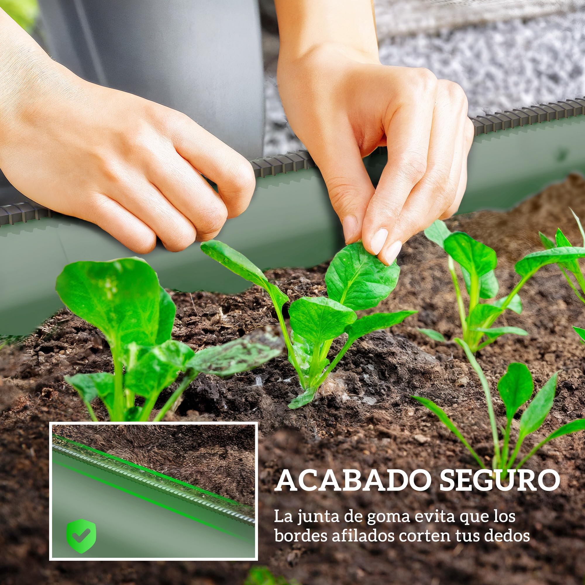 Outsunny Jardinera Exterior Grande de Acero Galvanizado, Huerto Urbano para Cultivar Plantas, Macetero Exterior con Bordes de Seguridad, Fácil Montaje, Resistente a la Intemperie, 150x62x30 cm, Verde