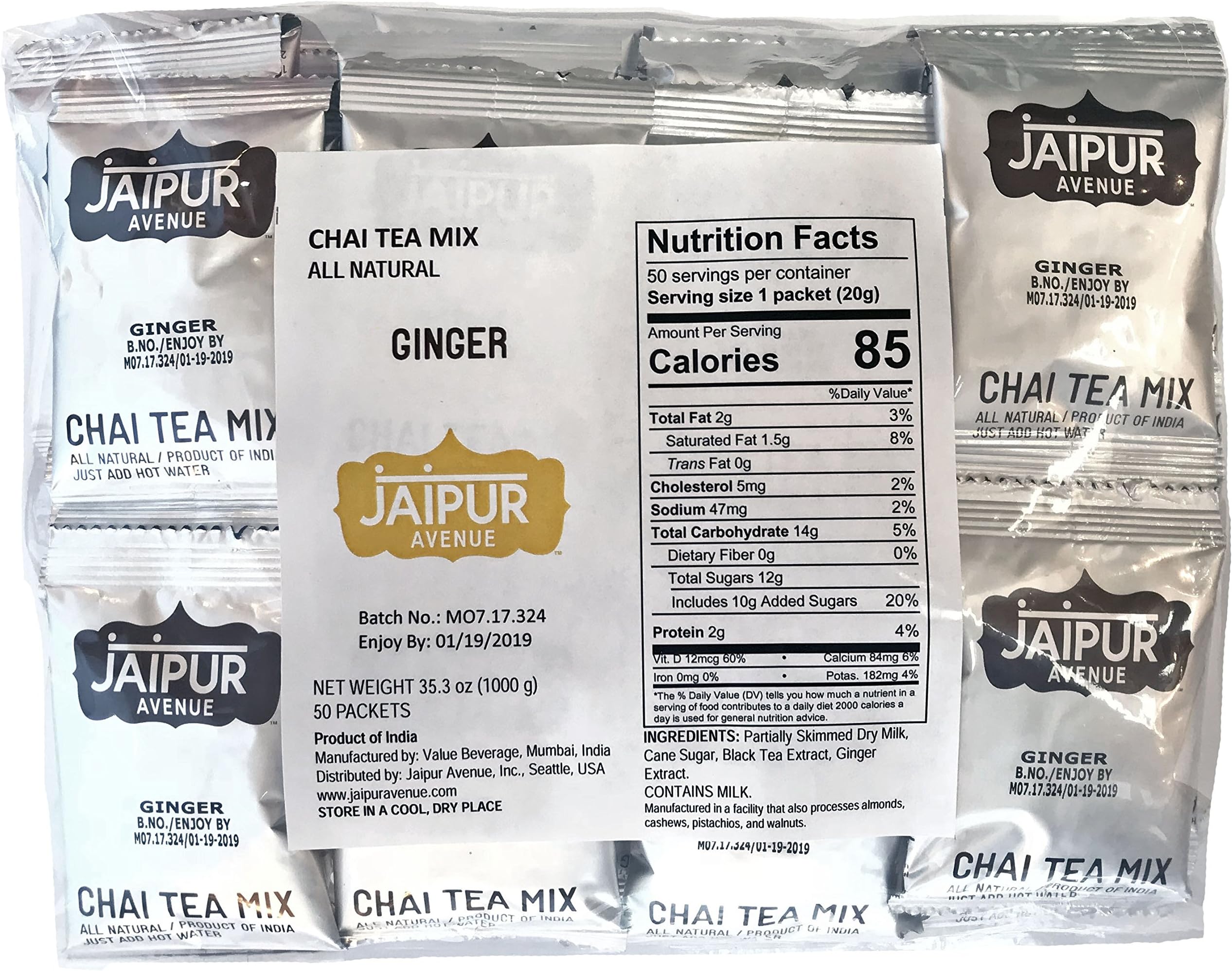 Jaipur Avenue Chai Tea Mix Ginger (50-Count Bag)