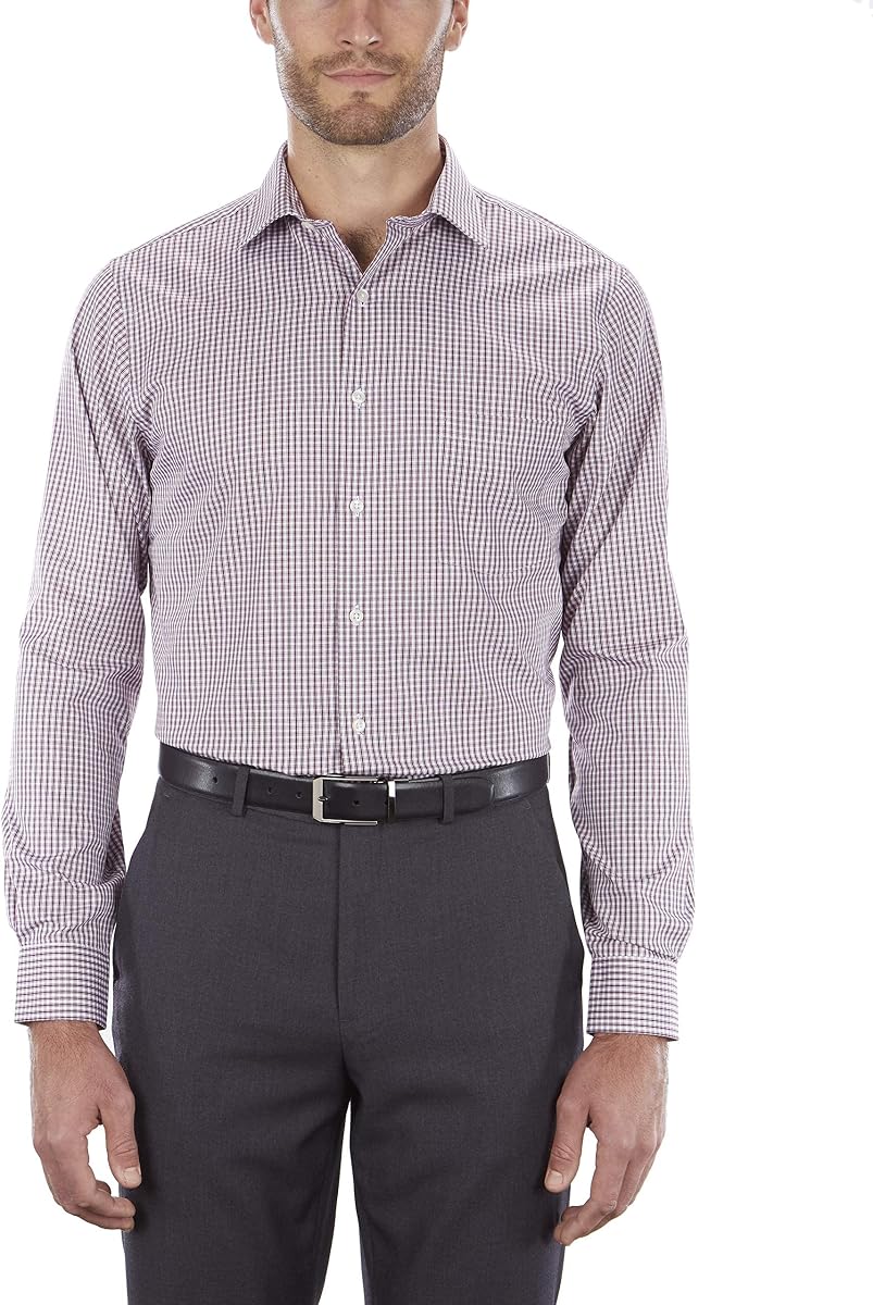 Men's Dress Shirt Regular Fit Flex Collar Check