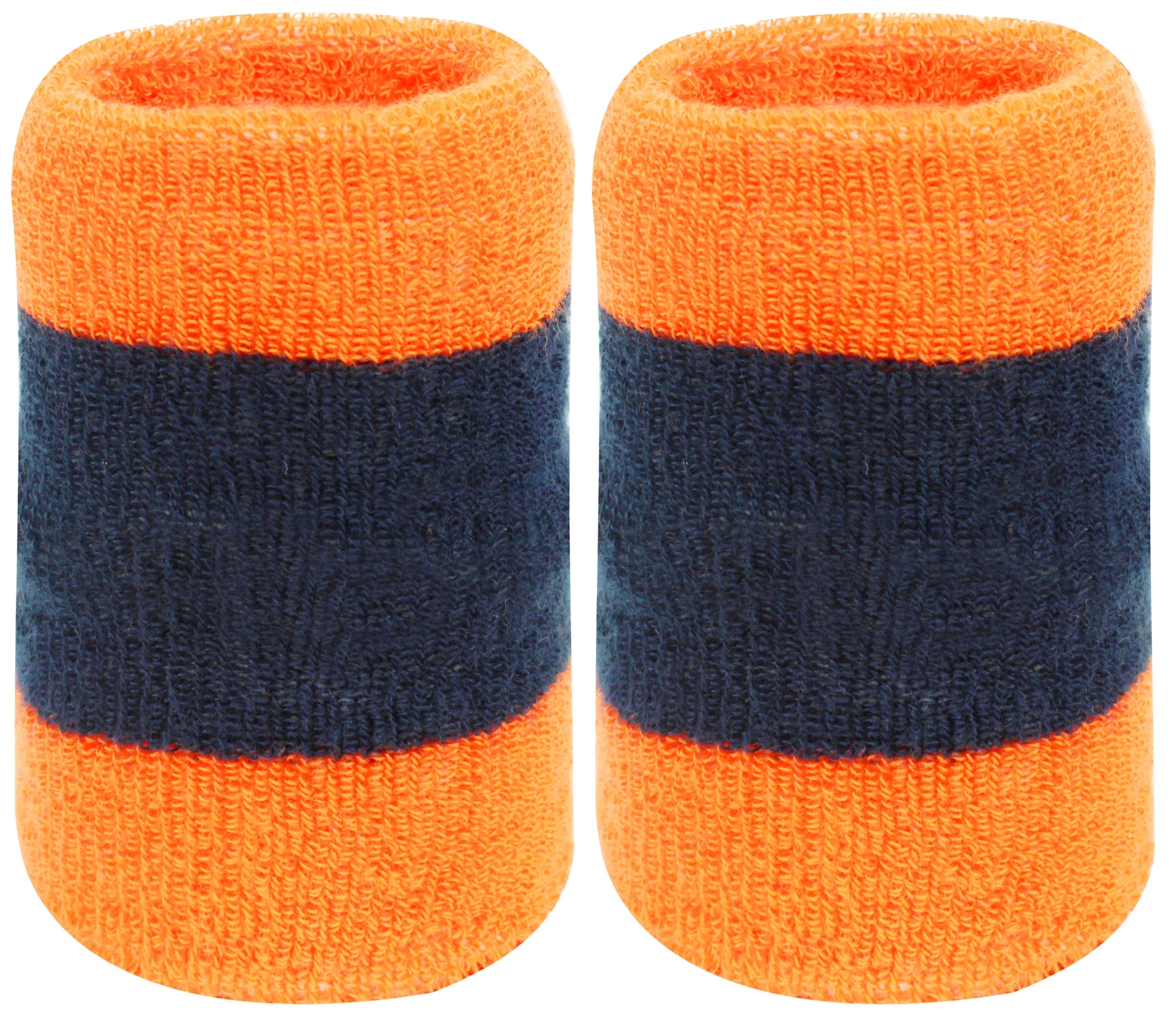 Neska Moda Unisex Pack of 2 Orange and Dark Blue Striped Cotton Wrist Band (B07W65KF57) Amazon Price History, Amazon Price Tracker