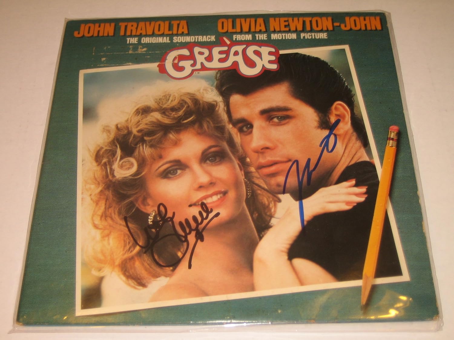 John Travolta, OliviaNewton John autographed Grease soundtrack vinyl LP Record at Amazon's
