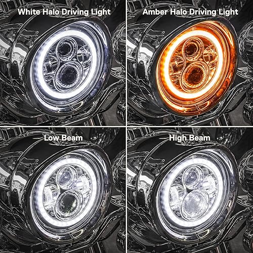 Miniatura 5 de Faro LED CREE de 7 pulgadas para Harley Davidson acabado negro Halo DRL 4500 lúmenes H4 convertidores Plug and Play bus CAN Touring Dyna Electra