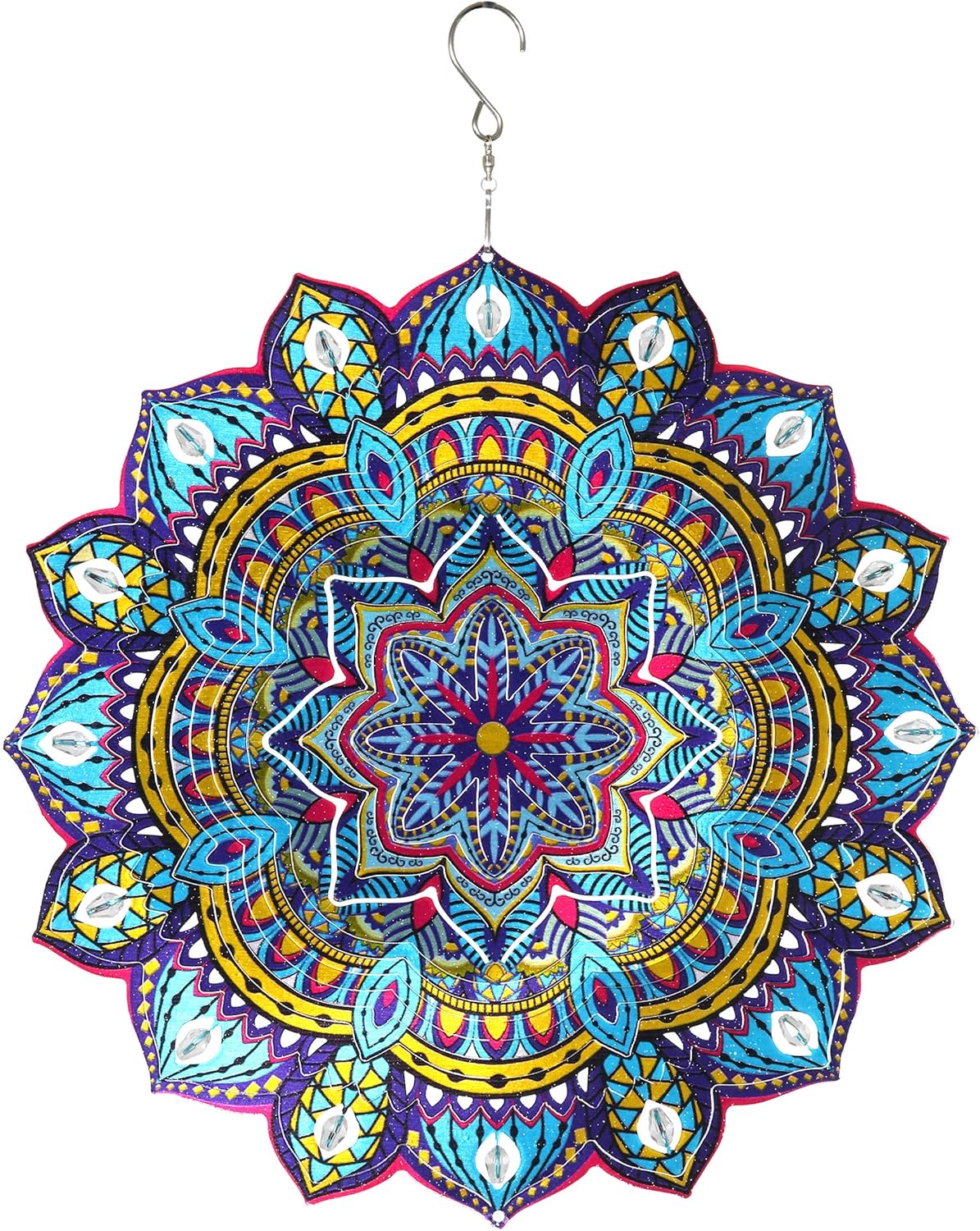 Download Amazon Com Exhart 3d Mandala Wind Spinner Laser Cut Metal Mandala Art Hanging Decor W Crystal Accent Beads Starburst Decor Hanging Wind Spinner 3d Metal Art Indoor Outdoor Decor 12 Inches Garden