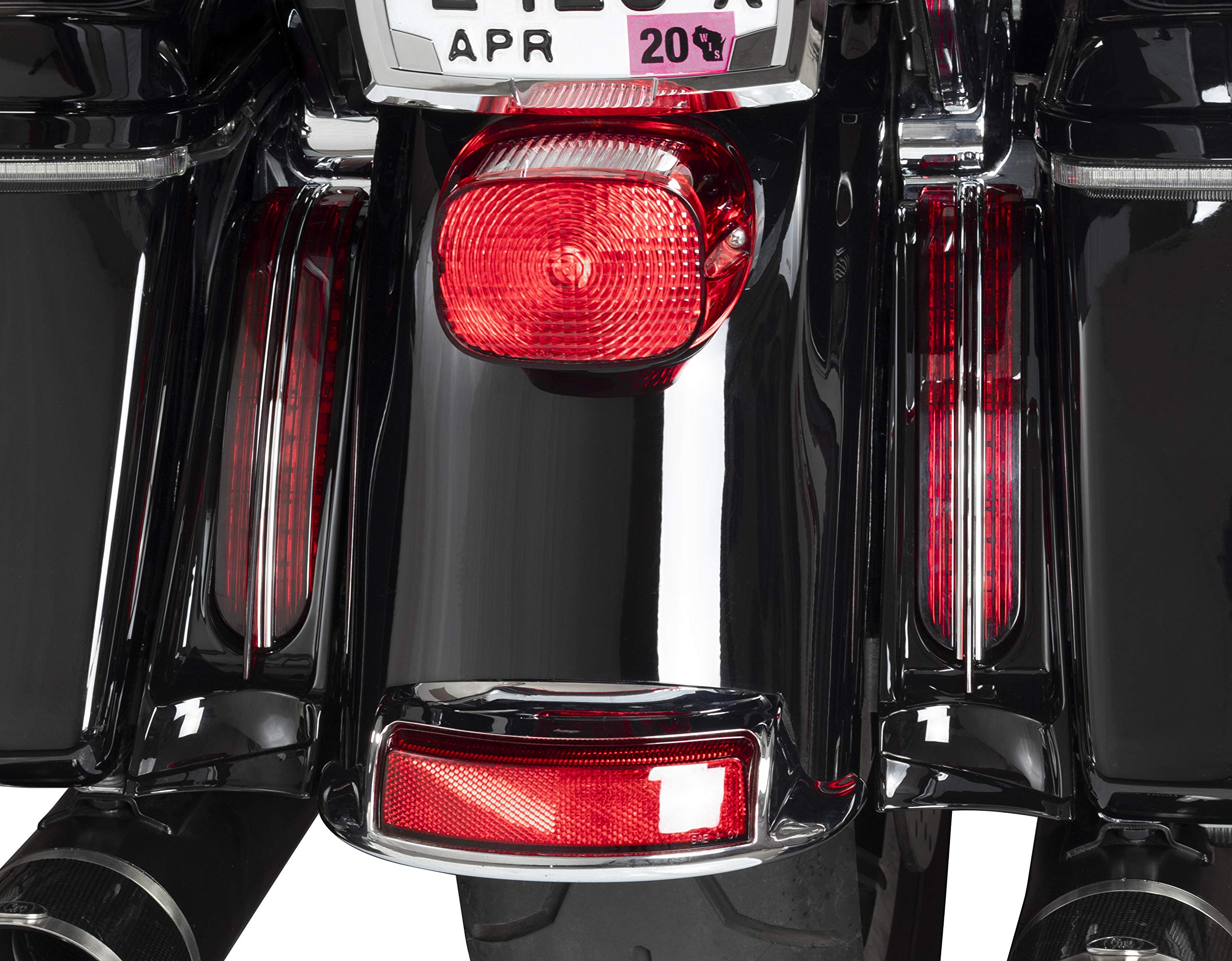 Ciro Filler Panel Lights for Ultra and Road King with all RED LEDs and Red Lenses in BLACK