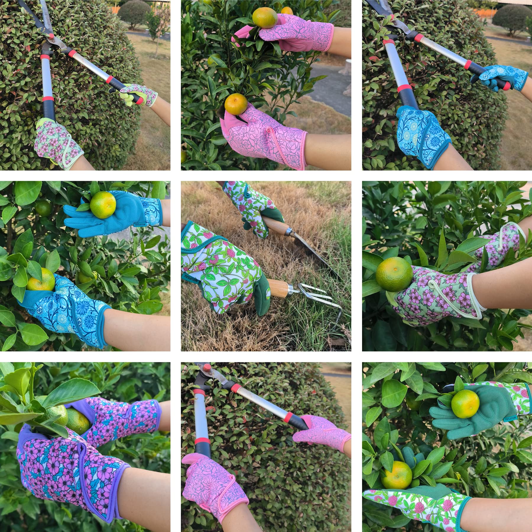 Gants Jardinage MSUPSAV Femme - Cuir Synthétique, écran Tactile | Chartreuse, Taille M