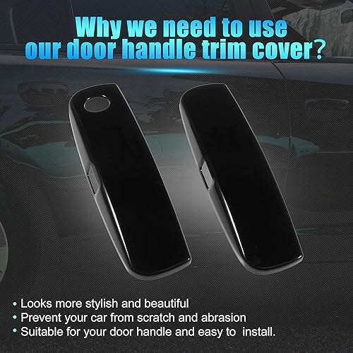 Miniatura 4 de X AUTOHAUX 4 piezas delantera trasera izquierda derecha negro brillante exterior manija de puerta cubierta para Dodge Charger 2011-2021