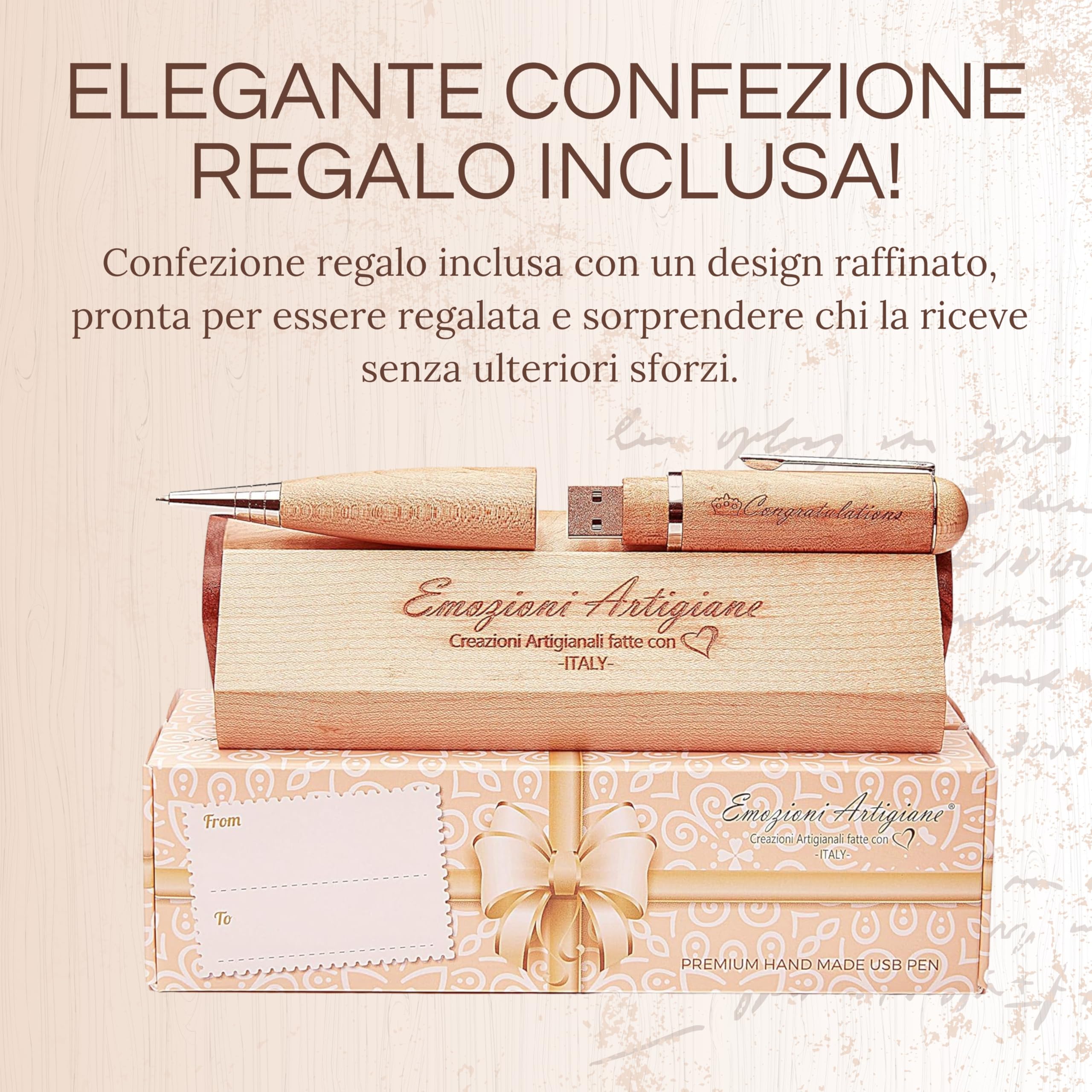 Penna Regalo Originale in Legno Multifunzione per Laurea, Compleanno, Anniversario. Raffinata Scatola con Incisione.
