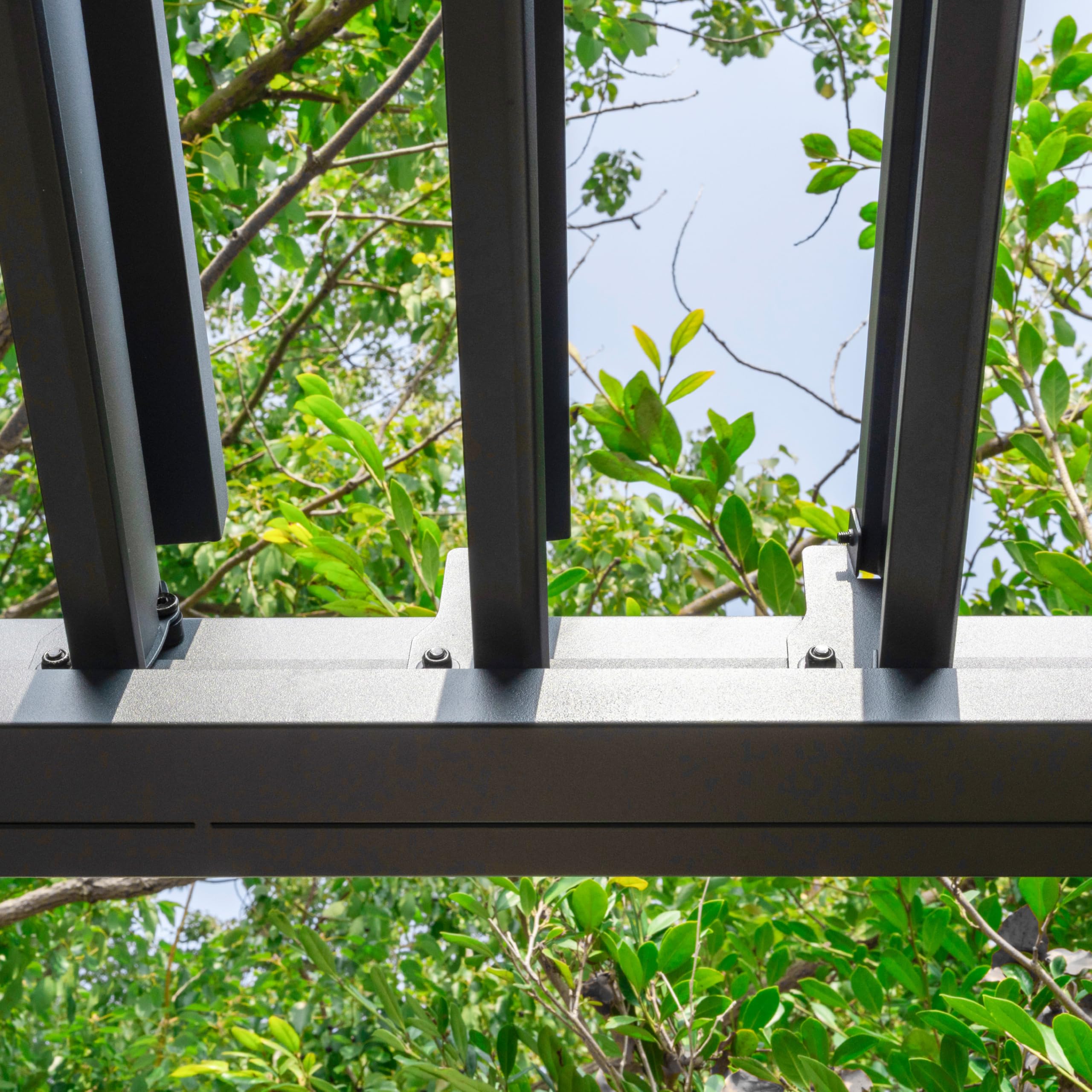 PRIMEYARD Pergola bioclimatique 3x3,5 m Poteaux et Toit à Lames en Acier - Anthracite