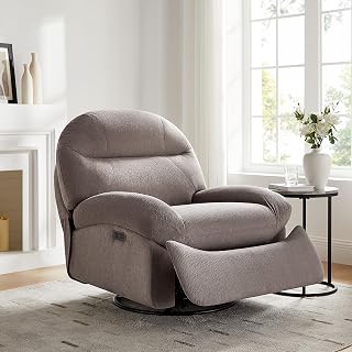 VANOMi Power Recliner Chair with USB & Type-C Charging, 270° Swivel Glider Rocker, Electric Nursery Recliner for Living Room, Bedroom, and Office, Dark Gray