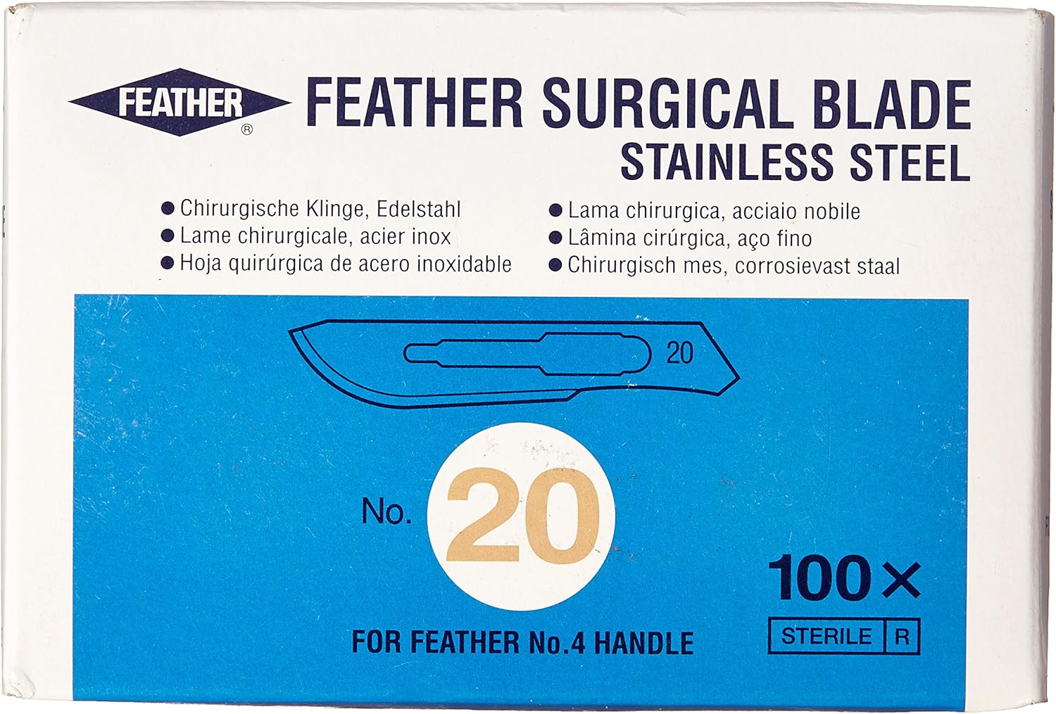 Graham-Field 2976#20 Sterile Surgical Blade, Stainless Steel Medical Knife Tool, Size 20, Pack of 100