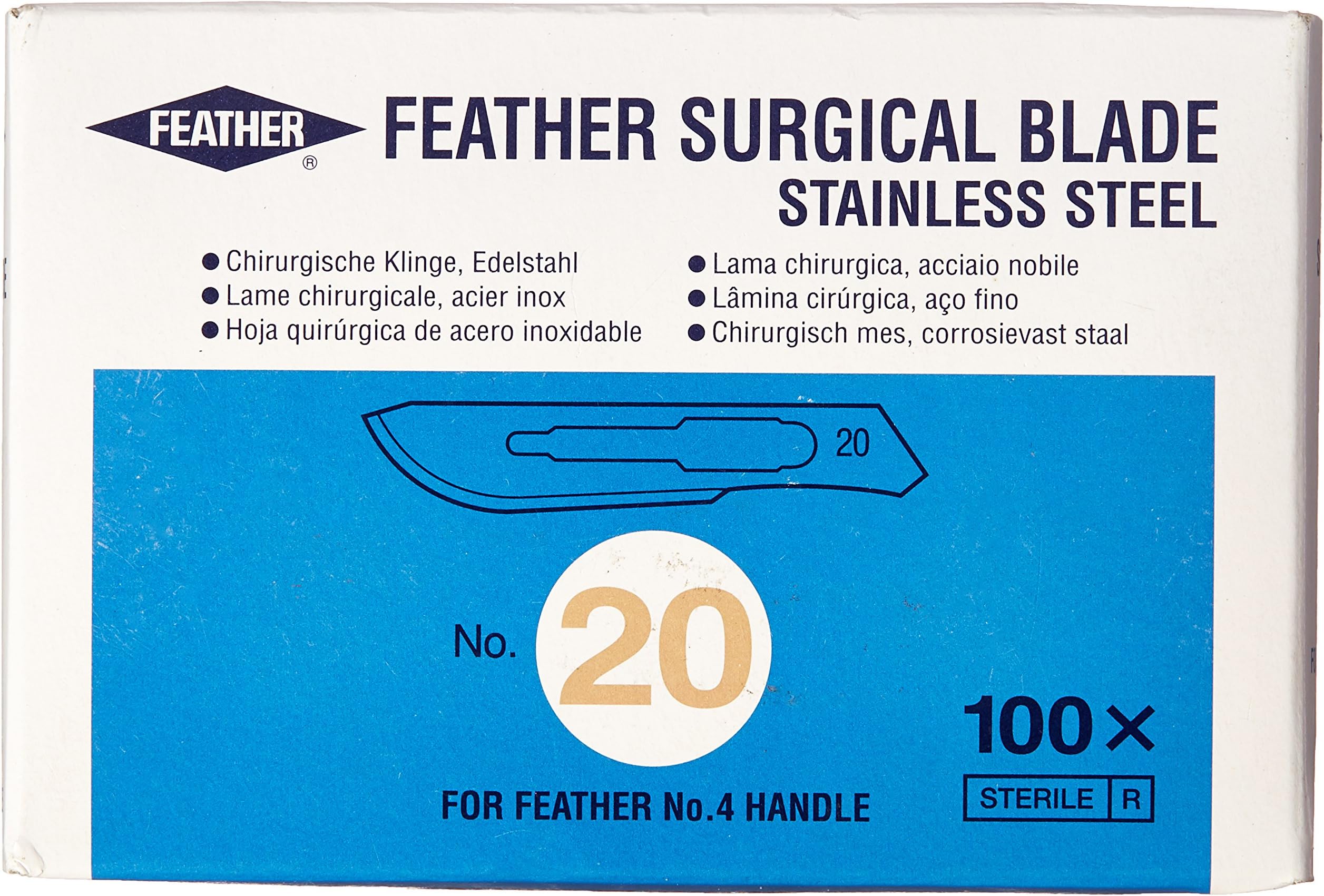 Graham-Field2976#20 Sterile Surgical Blade, Stainless Steel Medical Knife Tool, Size 20, Pack of 100