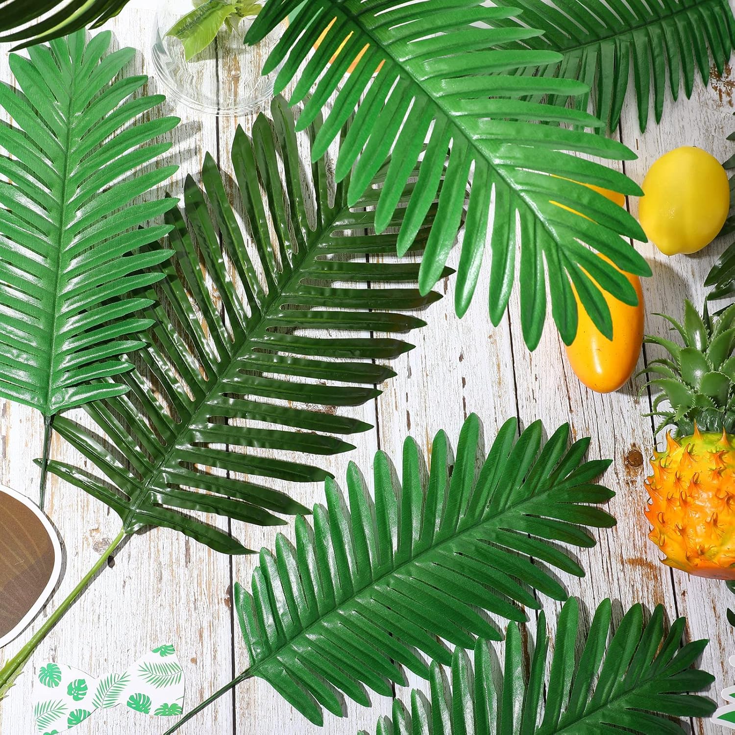 Cindeer 12 Pcs Large Artificial Palm Leaves Bulk for Sunday Fake Palm Branches 26 Inch and 18 Inch Greenery Tree Decor for Outdoor Sunday Kitchen Party Indoor Home Wedding Decor
