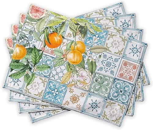 Maison d' Hermine Juego de 4 manteles individuales de tela 100% algodón, decorativos, lavables, manteles individuales para mesa, comedor, cocina, disponible en Yaxa Peru