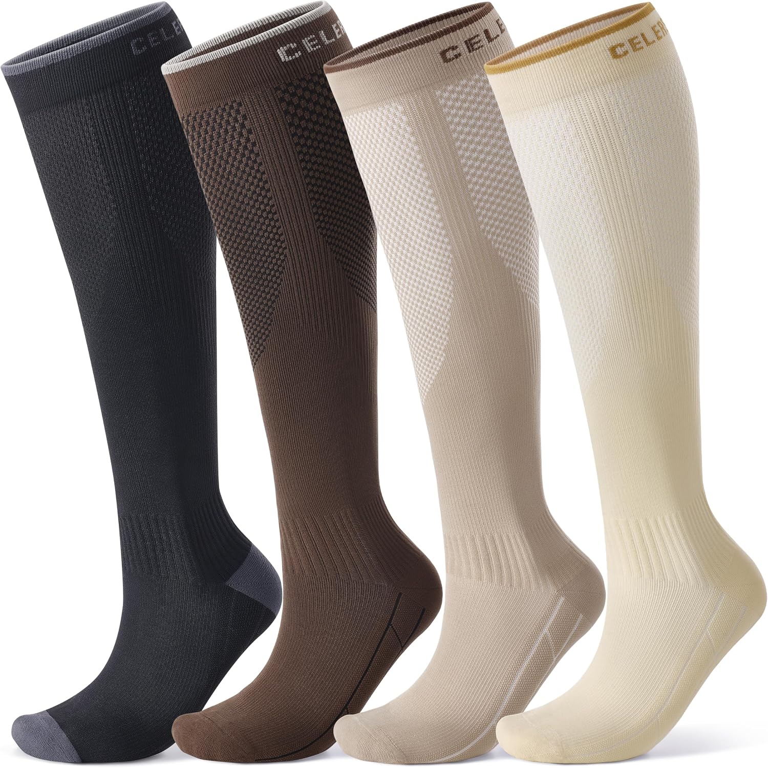 CS CELERSPORT 3 Pairs Compression Socks for Men and Women 20-30 mmHg Running Support Socks