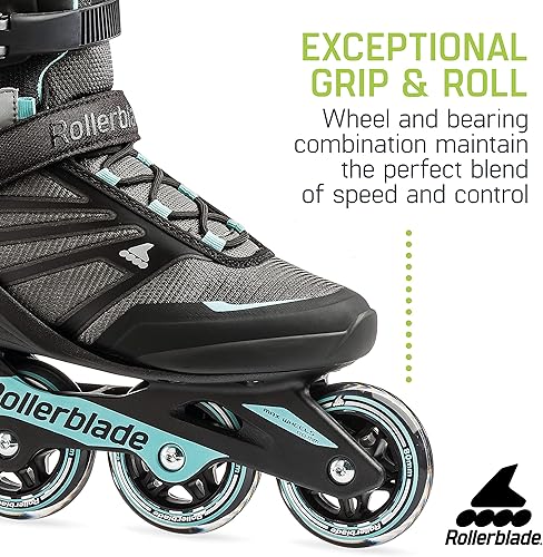 Miniatura 3 de Rollerblade Zetrablade - Patines en línea para mujer, color negro y azul claro, patines en línea de rendimiento