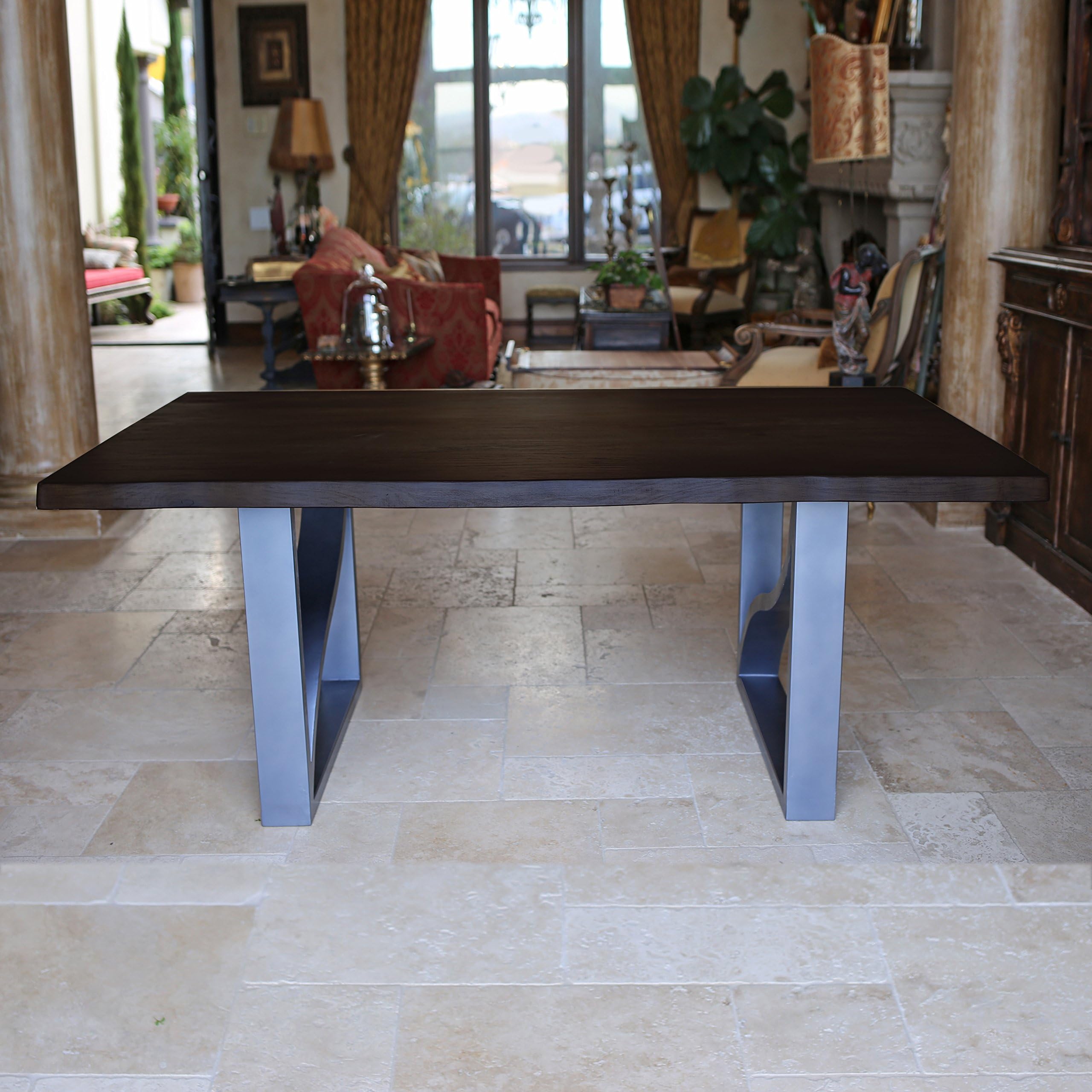 Kovet Hospitality - Live Edge Steel Table, 70" long, Cognac