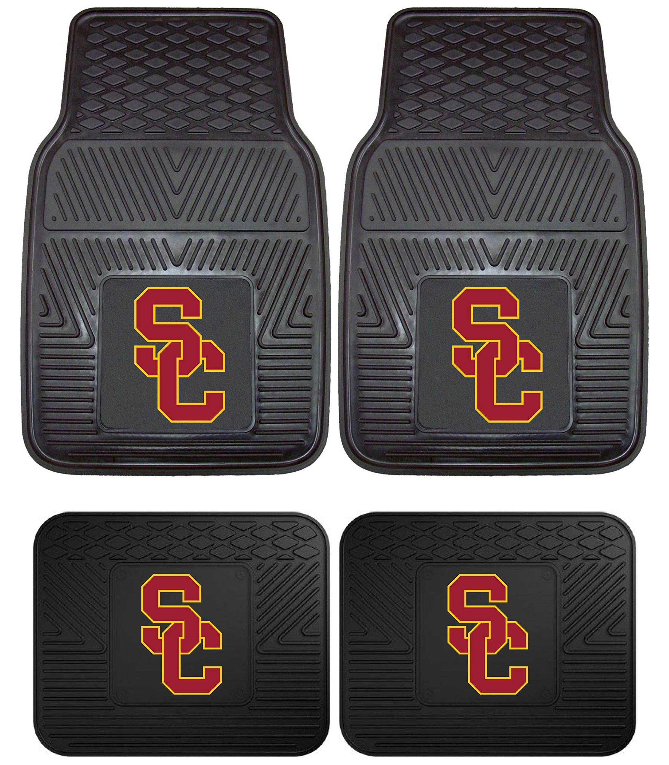 Photo 1 of Officially Licensed NCAA Set of Universal Fit Front and Rear Rubber Automotive Floor Mats - USC Trojans