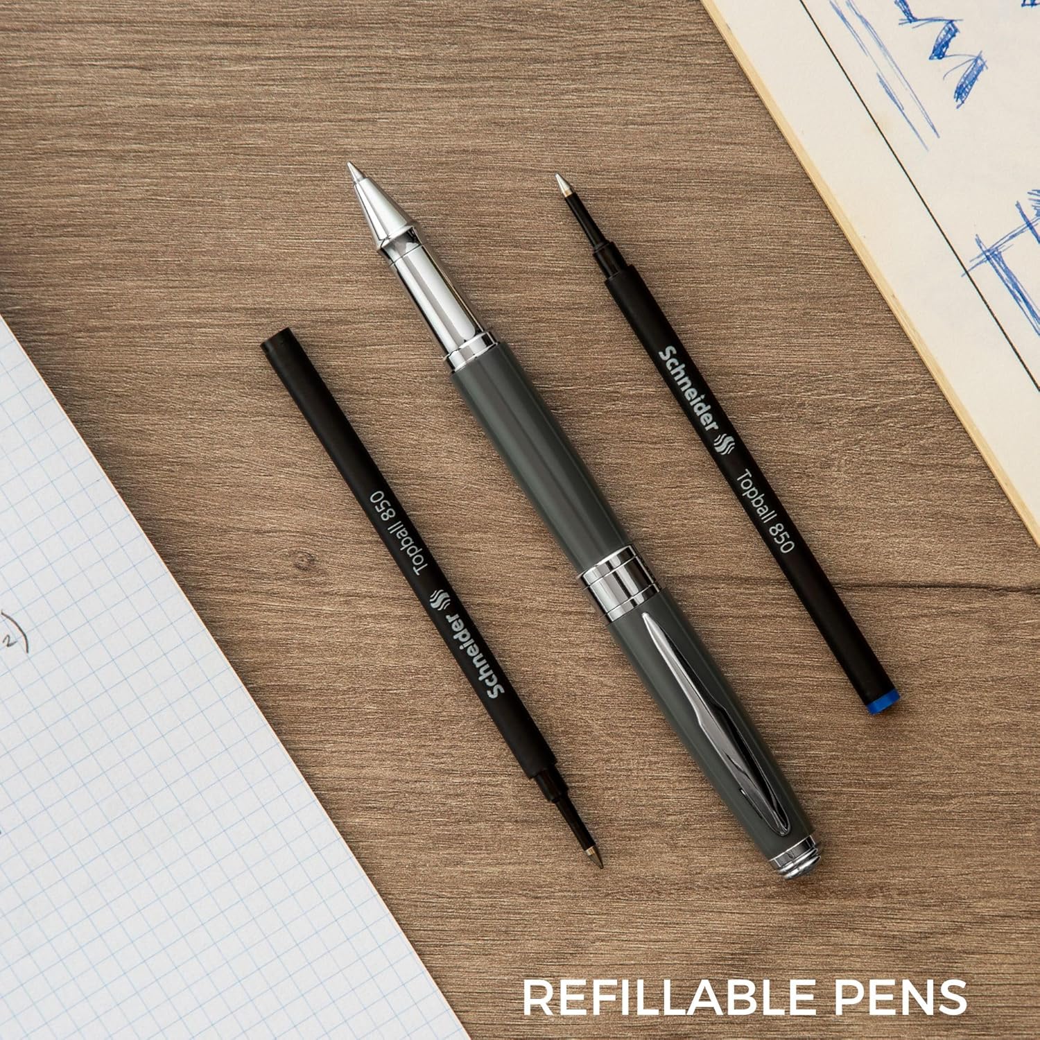 ZenZoi Elegant Rollerball Pen Grey Executive Pen. Smooth Writing Fine Point Roller Gel Ink. Luxury Pen for Men or Women. High End Pen Gift Set - Image 7