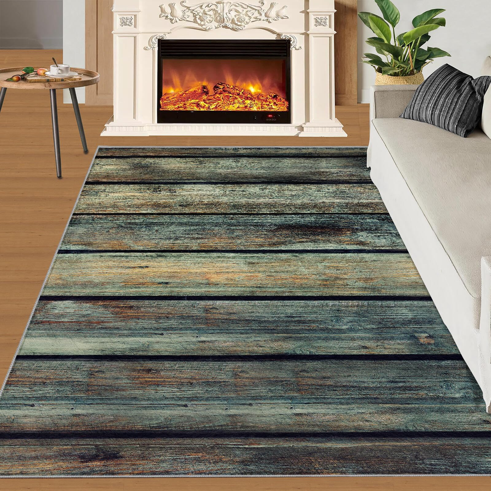 Tapis de grande taille texture premium effet bois vintage