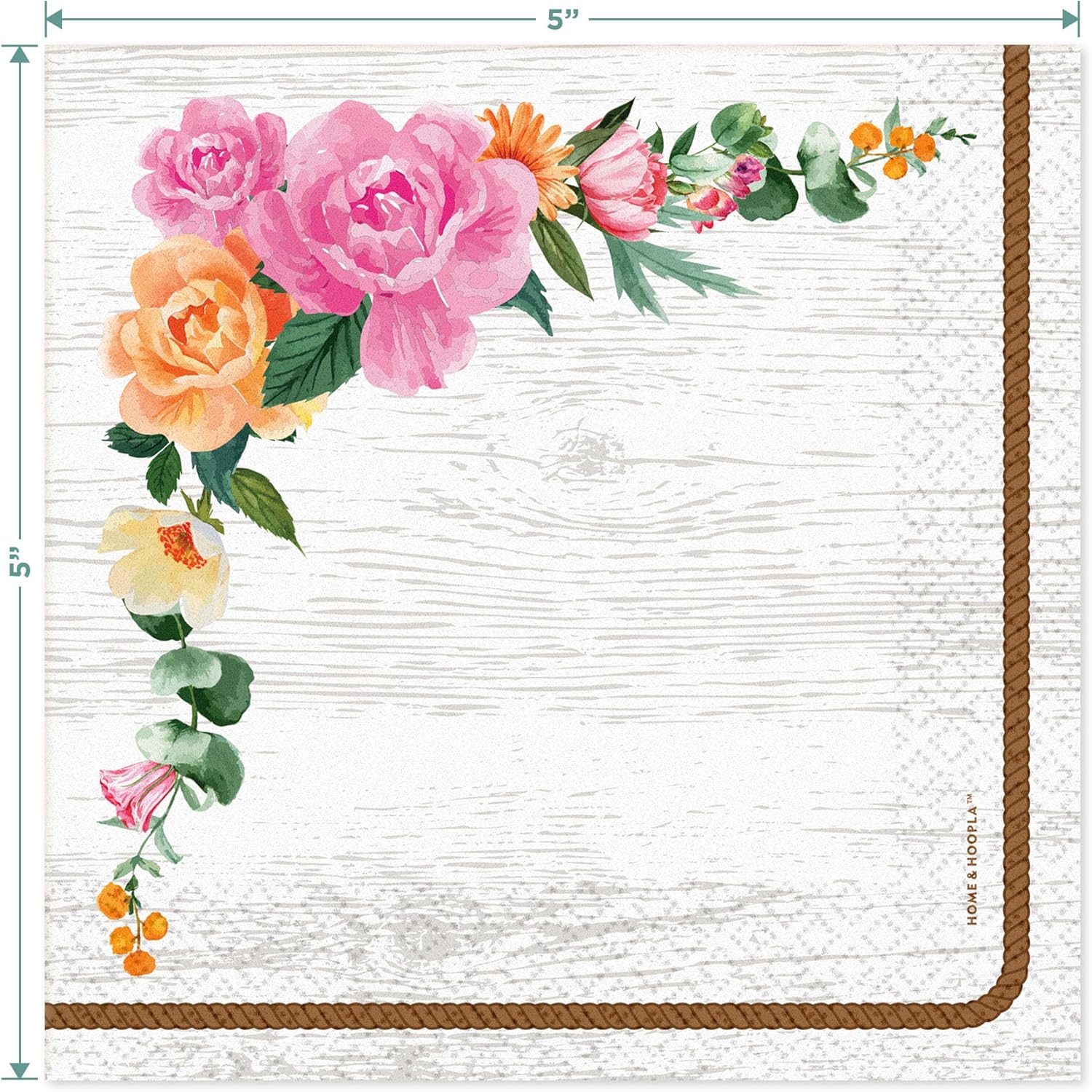 HOME & HOOPLA Western Cowgirl Party Supplies - Mix of Floral & Wood Horse Paper Dinner Plates, Horseshoe Paper Dessert Plates, and Floral Beverage Napkins (32 Plates & Napkins)