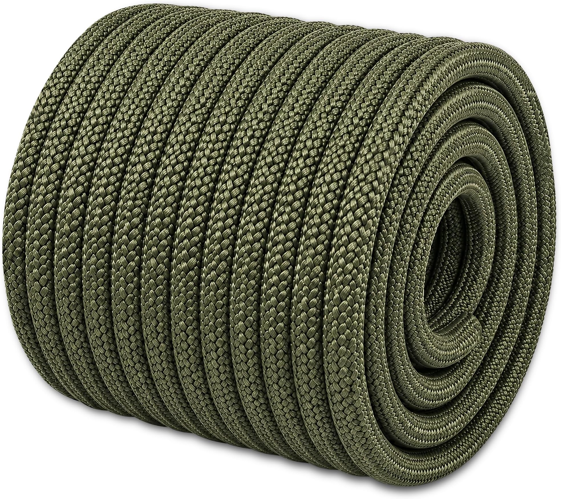 Braided Polyester Arborist Rope (3/8 inch X 100 feet) High Strength Bull Rope for Tree Work Truck Securing Camping Swing, ArmyGreen