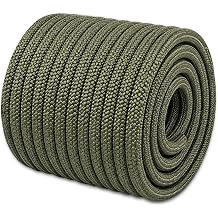 Braided Polyester Arborist Rope 3/8 inch X 200 feet High Strength Bull Rope for Tree Work Truck Securing Camping Swing, ArmyGreen
