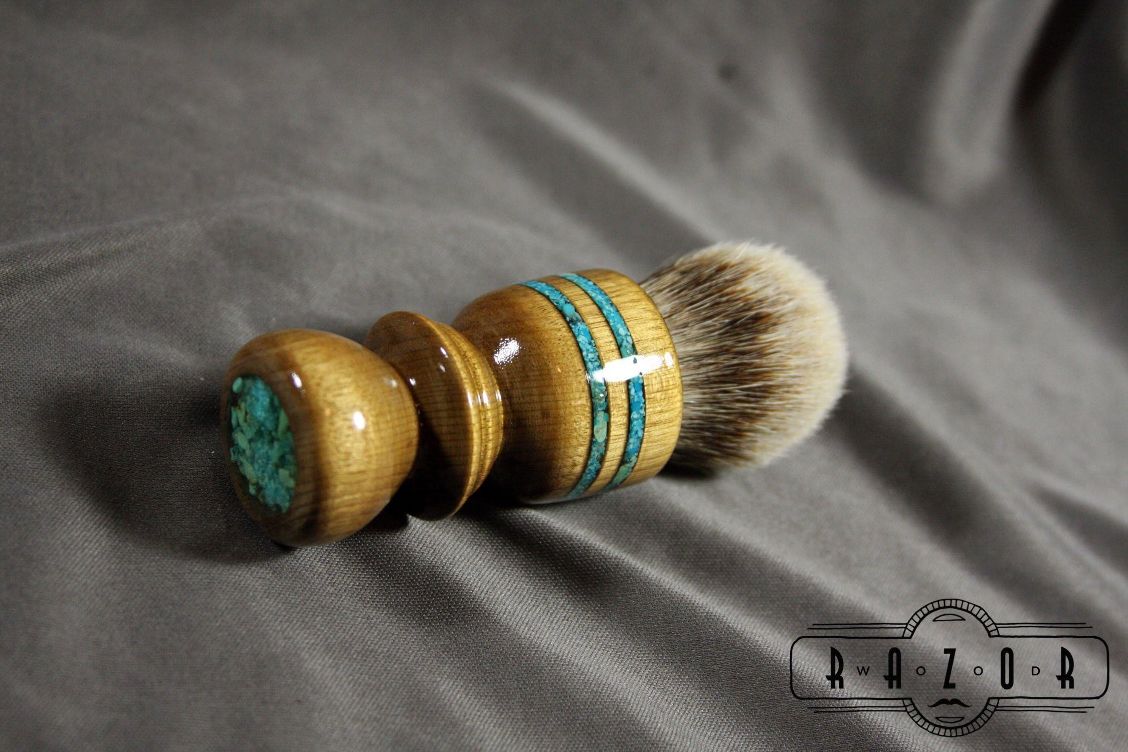 Northwest Myrtle Wood Turquoise Shaving Brush with Super Silvertip Badger Hair