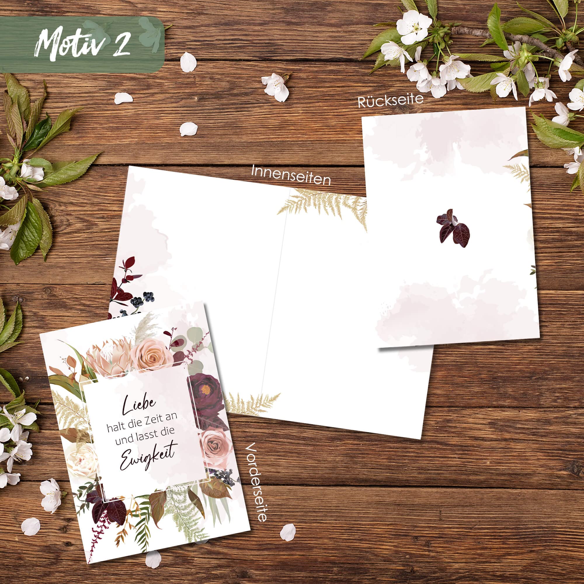 BIROYAL Wedding Card Set of 3, rose, 105 x 148 mm - Image 4