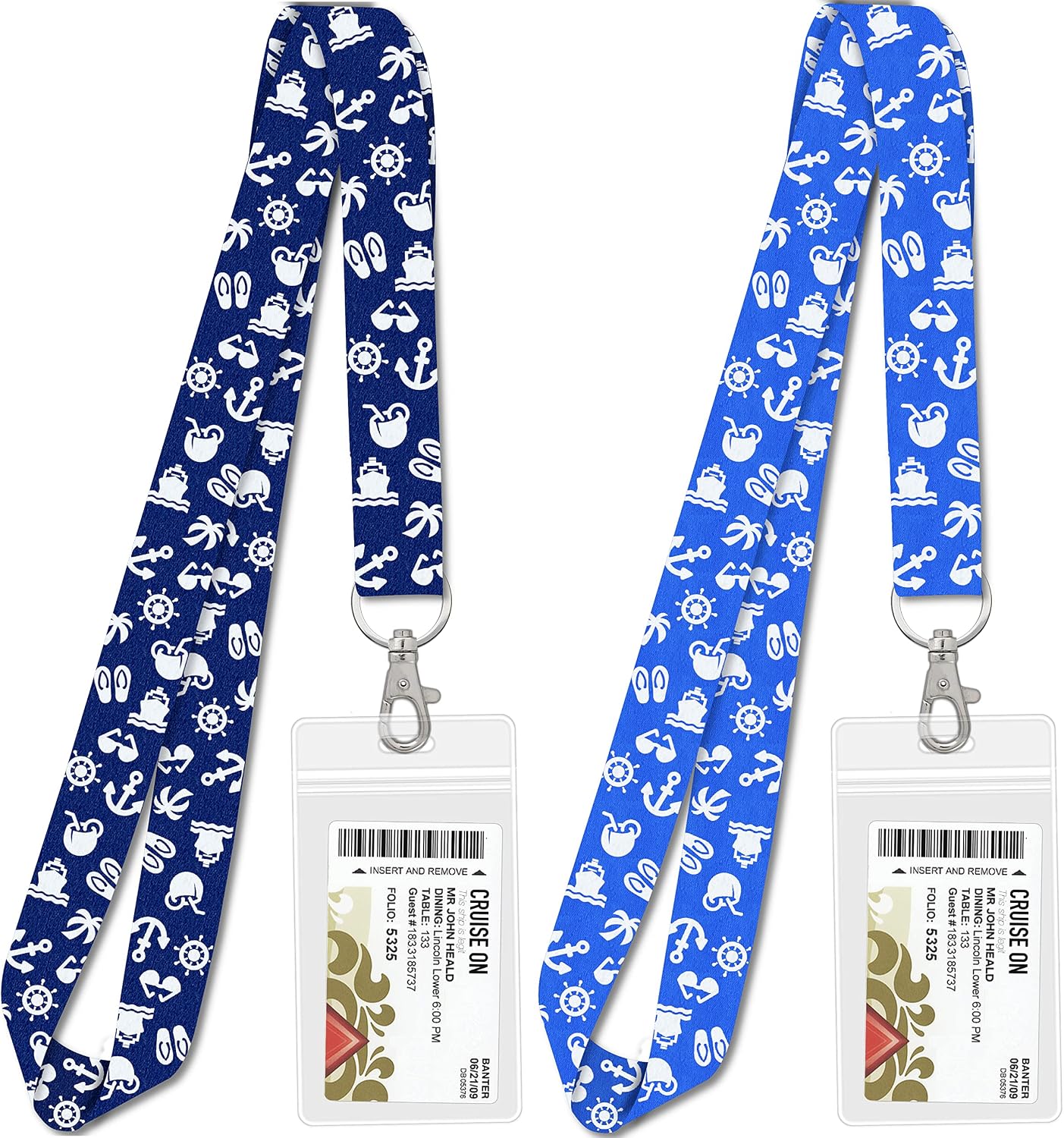 Cruise On Lanyards for Cruise Ship Cards (2 Pack), Blue & Royal Blue