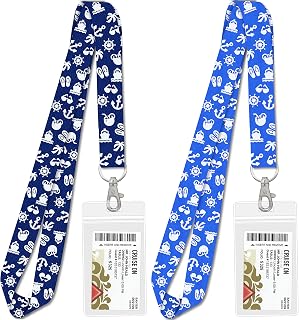 Lanyard Essentials (2-Pack) for 2026 & 2027, ID Holder, Detachable Key Card Badge & Waterproof Ship Card Holder for Cruise Cards (Blue & Royal Blue)