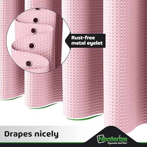 Vista 17 de NEATERIZE Cortina de ducha verde salvia, cortinas de ducha estilo hotel verde salvia para baño con diseño de gofre, 72 x 84 pulgadas, cortina