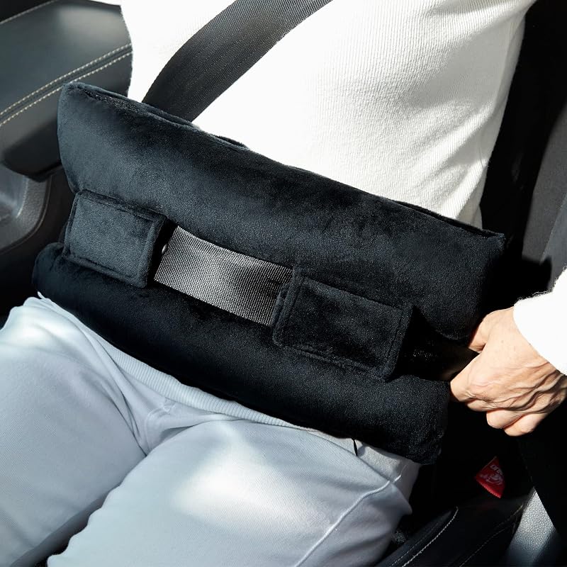 Seat Belt Pillow Post Surgery, Hysterectomy, C Section & Tummy Tuck Cushion | Abdominal surgery car pillow, stomach seatbelt cushion, padded seat belt cover, pocket for hot or cold pack, secure straps