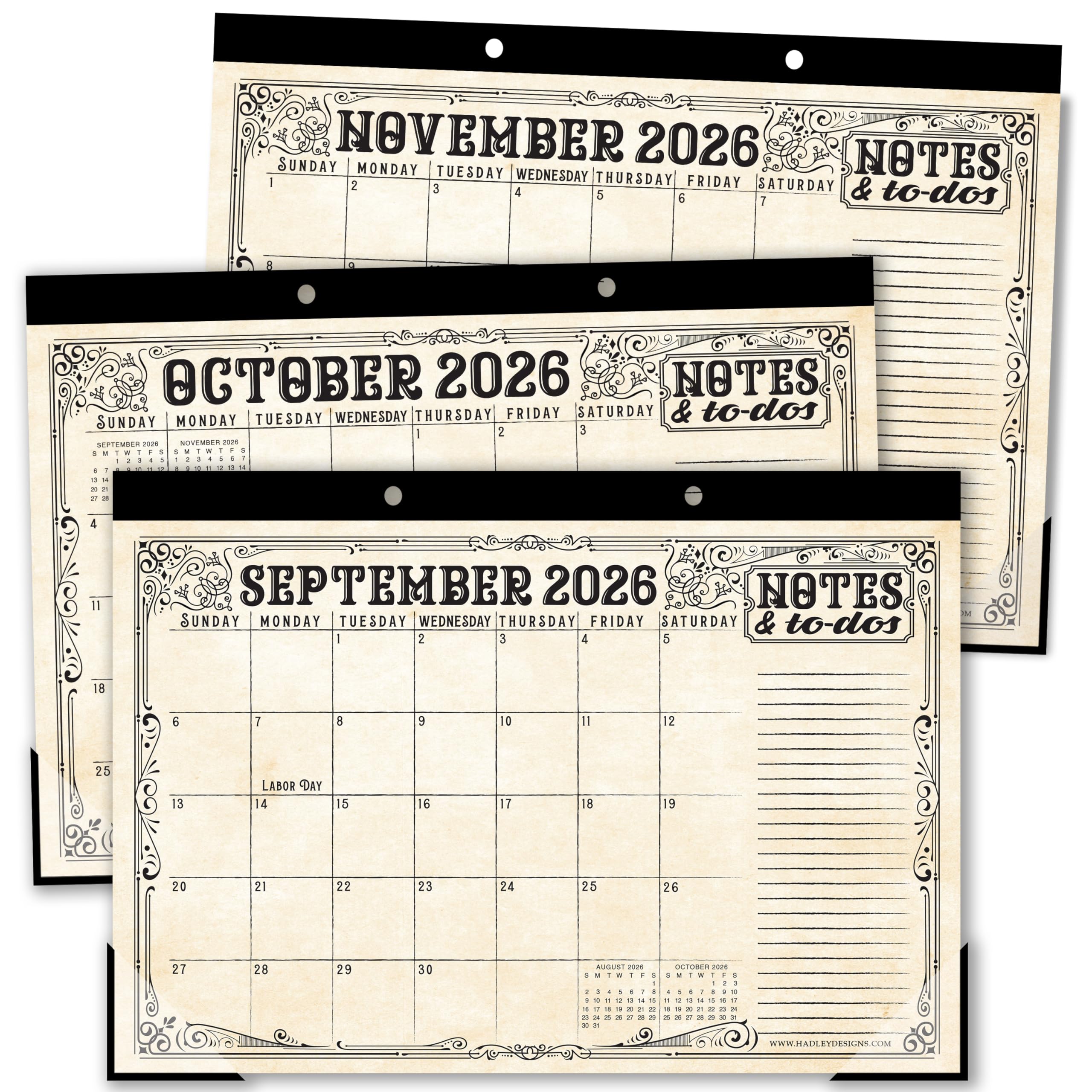 Hadley Designs Großer Tischkalender 2026–2027 – Monatlicher Lehrer-Schreibtischkalender 2026–2027, Tischkalender 2026, 18 Monate 2026, Schreibtischkalender, niedlicher Vintage-Klassenzimmer-Dekor