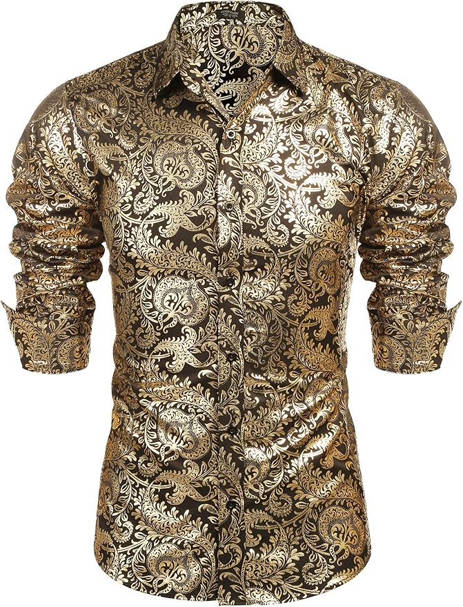 Men Shirts, Paisley sexy floral Dress Shirt Long Sleeve luxury Design Formal/Leisure Wedding Party Prom - Sexy floral men's dress shirt.