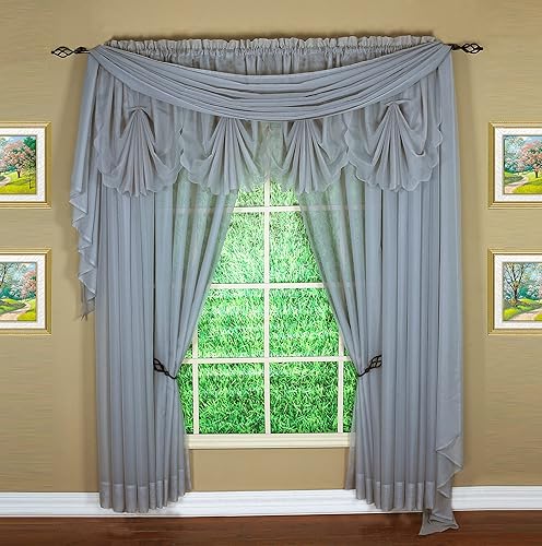 Vista 137 de Today's Curtain - Cortina Emelia de gasa original, panel de 84 pulgadas, negro, 60 pulgadas de ancho x 84 pulgadas de largo