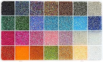 Ybxjges 24000Pcs 2mm Glass Seed Beads Kit, with 28 Colors Small Beads Kit for Girls,Women and Adults,Bracelets, Necklaces,Earring,Jewelry Making Supplies
