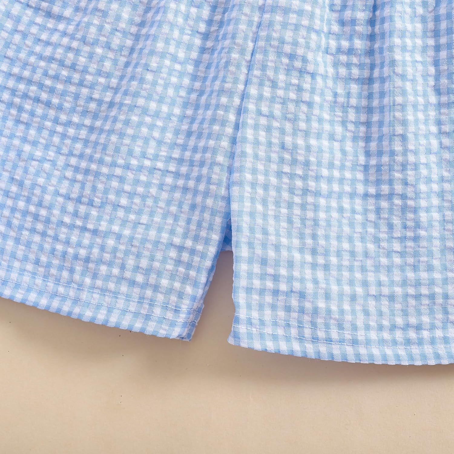 Karuedoo Toddler Baby Boy Girl Shorts Gingham Plaid/Seersucker Shorts Summer Casual Elastic Waist Shorts Pants Bottoms - Image 7