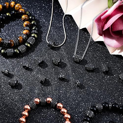 Miniatura 4 de Yinkin 40 piezas de cuentas de diamantes de imitación de circón, columna de tubo, pavimenta, dijes de cuentas de circonita cúbica, espaciador de