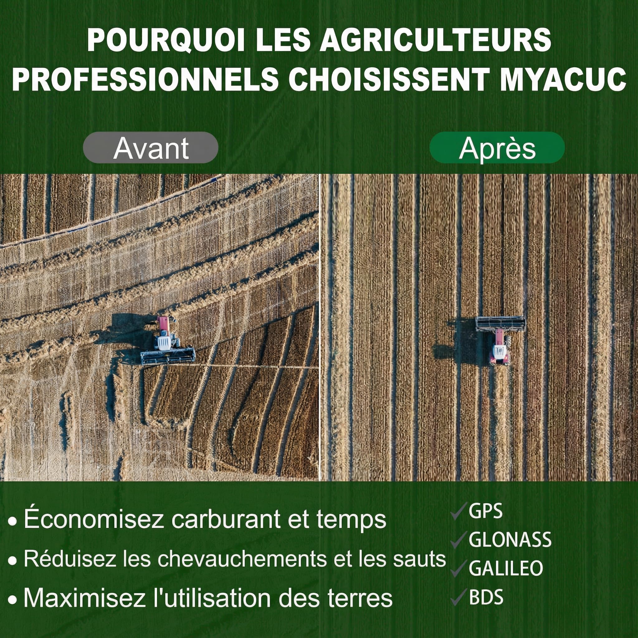 Navigateur GPS pour Tracteur pour l’Agriculture de Précision, Navigateur Agricole GNSS avec Écran Tactile de 9", Adapté à la Pulvérisation, au Labour et au Semis, Positionnement Automatique