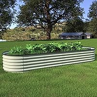 Vista 15 de VEIKOU Cama de jardín elevada de 8 x 2 x 1.4 pies, cama de jardín elevada galvanizada, maceta modular elevada para exteriores, para verduras, cama
