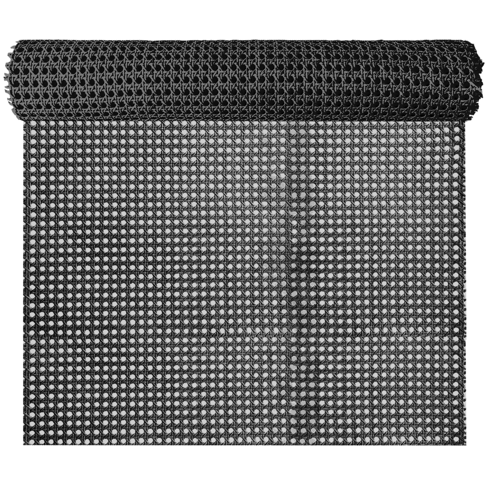 Selliner Black 24Inch Wide X 16.5Ft Long Hexagonal Rattan Cane Webbing, Premium Plastic Wicker Mesh Roll For Diy Crafts, Lamp Shades, Cabinet Doors & Home Decoration