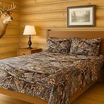 Northwest Realtree 4-Piece Queen Sheet Set, 1 Fitted Sheet, 1 Flat Sheet, 2 Pillowcases, Camo Bedding, Cabin Sheets, Realtree Edge